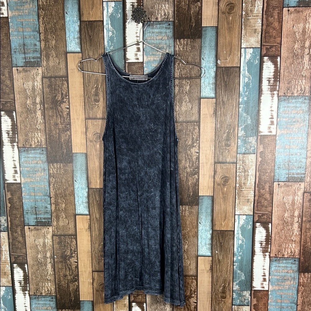 Acid Washed Blue Sleeveless stretchy mini Dress